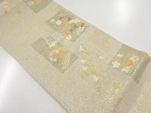 リサイクル　絽菊に杜若・楓模様織り出し袋帯